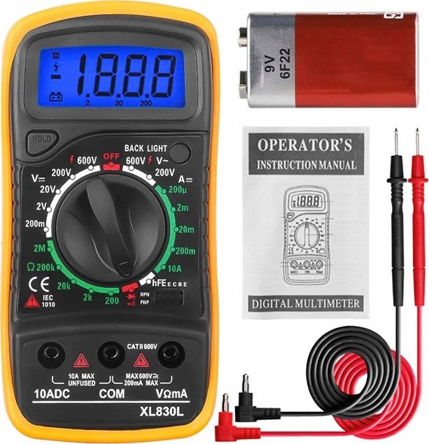 CYFROWY MIERNIK PRĄDU POMARAŃCZOWY XL830L