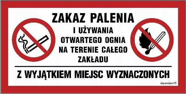 Mój dom Zakaz Palenia Używania Ognia Terenie Tablica 40X20 Libres Polska Sp Nc139_400X200_Pn 5904937414761