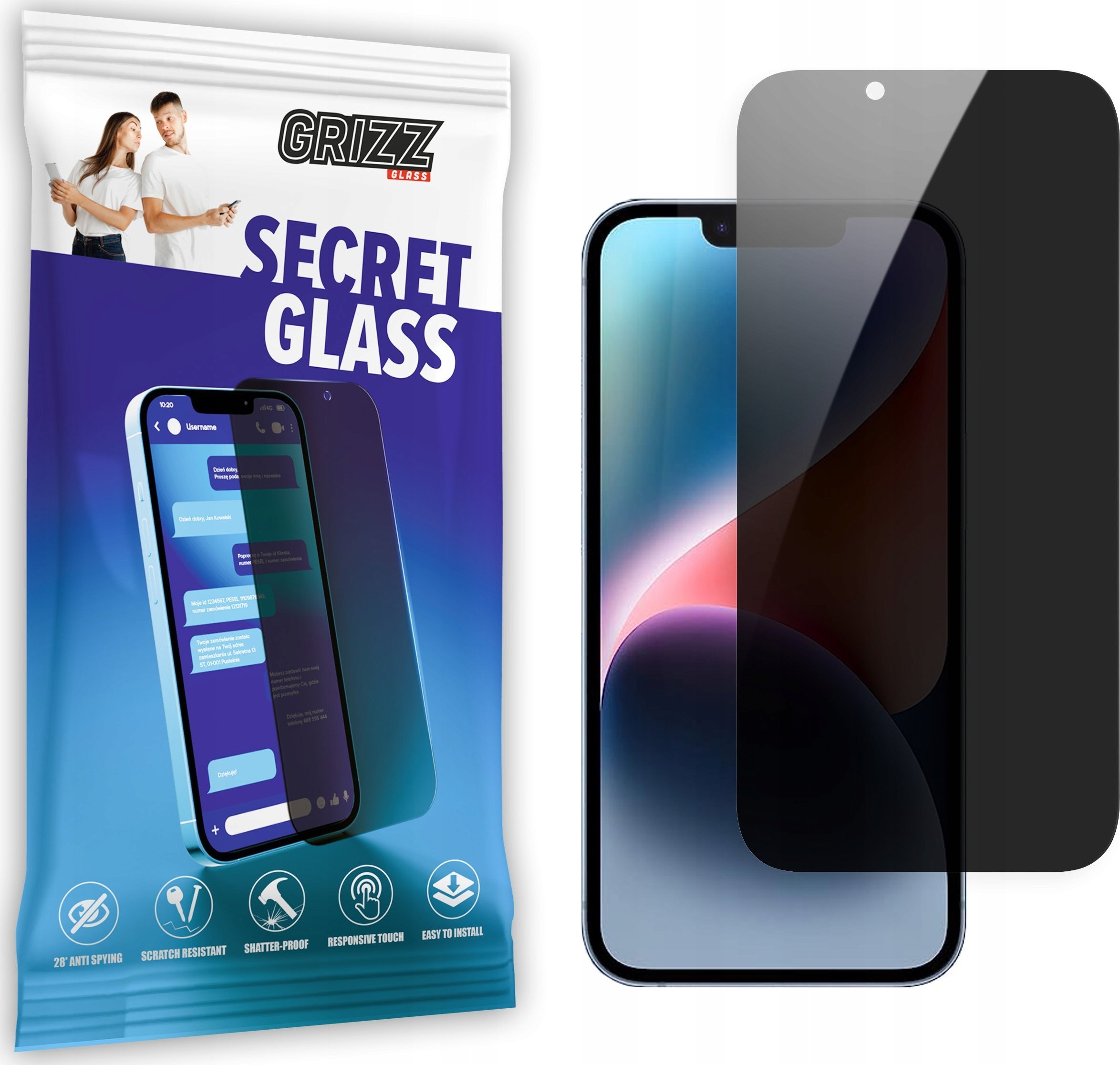 GrizzGlass Szkło prywatyzujące GrizzGlass SecretGlass Apple iPhone 14 Plus