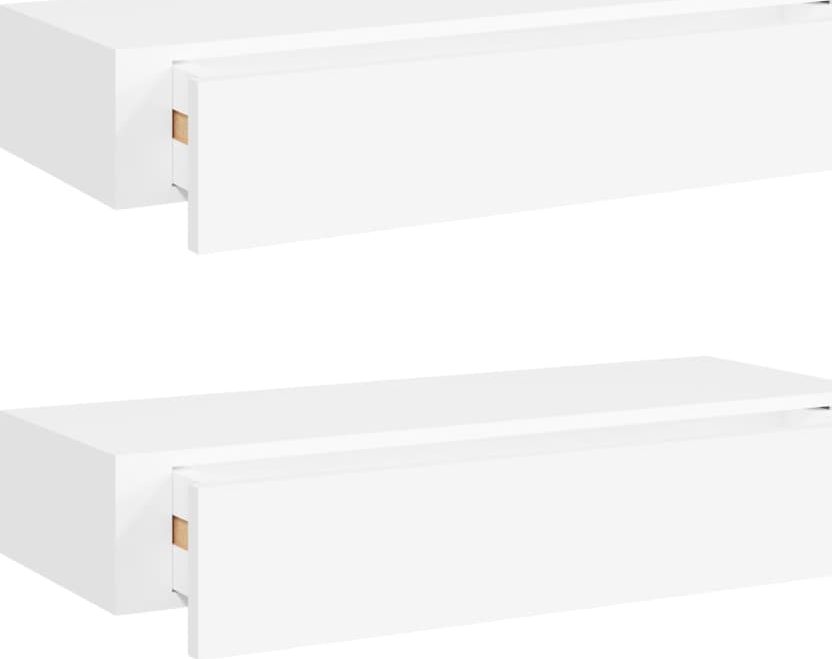 vidaXL Półki ścienne z szufladą, 2 szt., białe, 60 x 23,5 x 10 cm, MDF