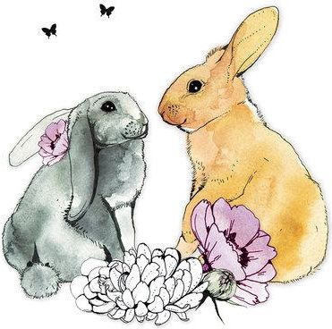 Clear Creation Karnet Swarovski kwadrat Króliki z kwiatami (CL1223)