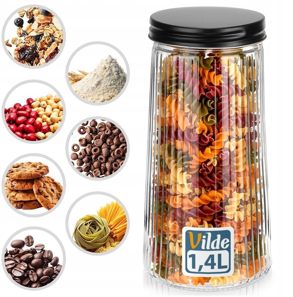 Pojemnik na produkty sypkie szklany z pokrywką 1,4 l