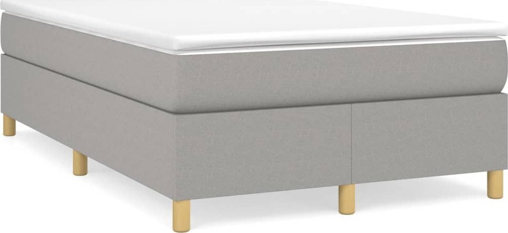 Łóżko Kontynentalne Z Materacem, Jasnoszare, Tkanina 120X200 Cm