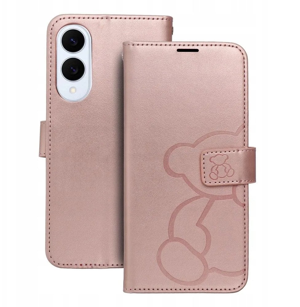 Kabura MEZZO Book do SAMSUNG S25 Edge teddy bear złoty róż
