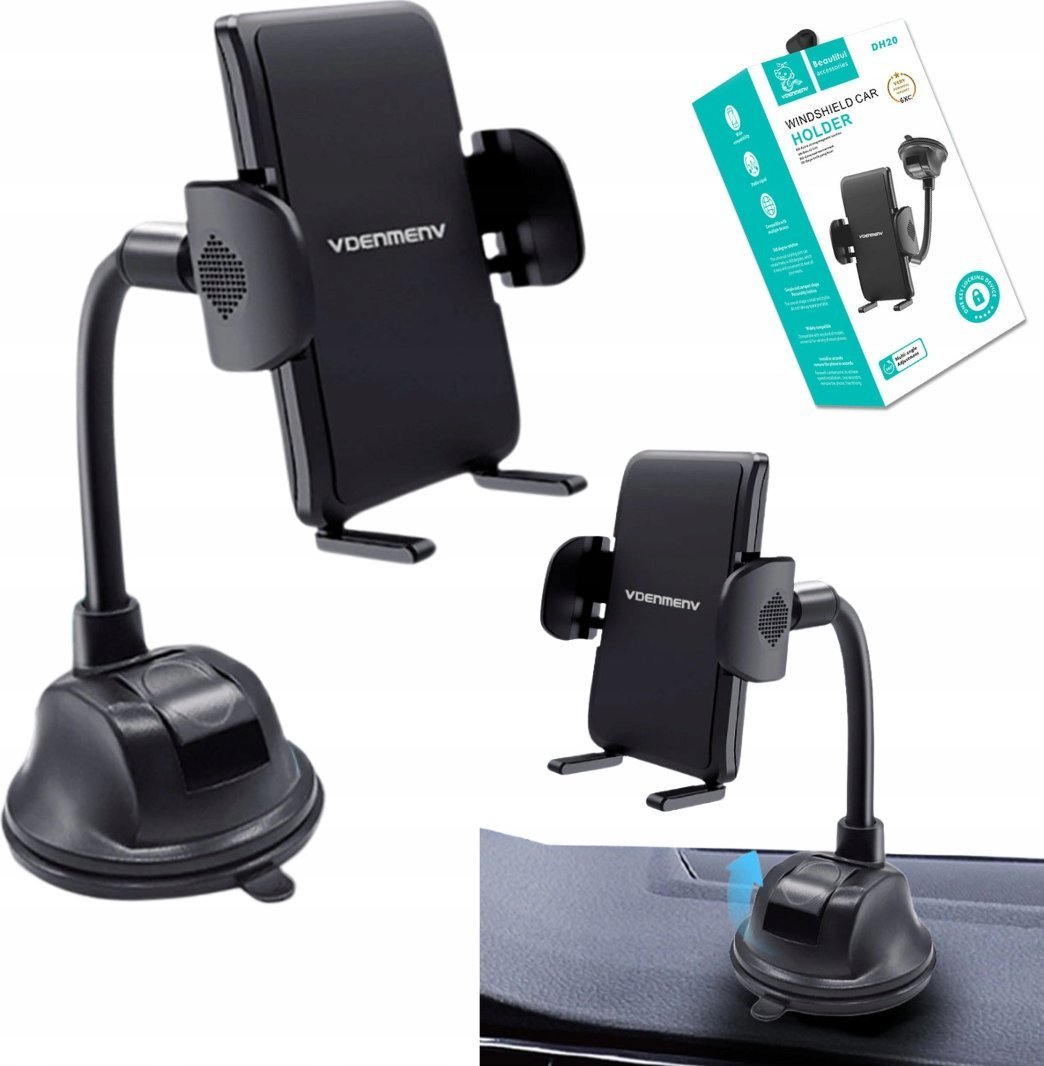 . DENMEN UCHWYT SAMOCHODOWY KOKPIT SZYBA CZARNY DH20