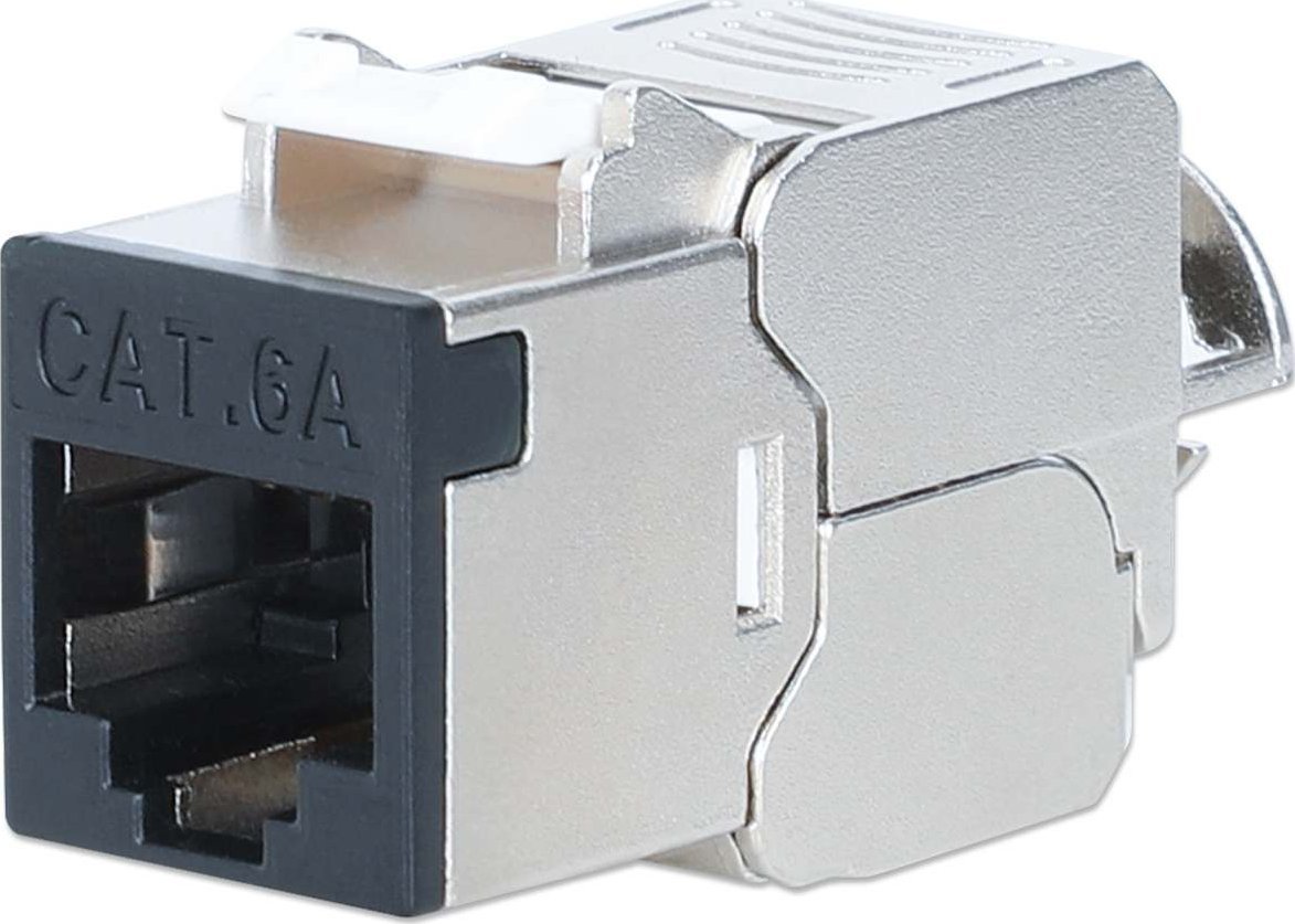Intellinet Network Solutions INTELLINET Cat6a 10G Slimline Keystone-Modul STP werkzeuglos mit Rastclip f�r Massivdraht vergoldete Kontakte Metallgeh�u