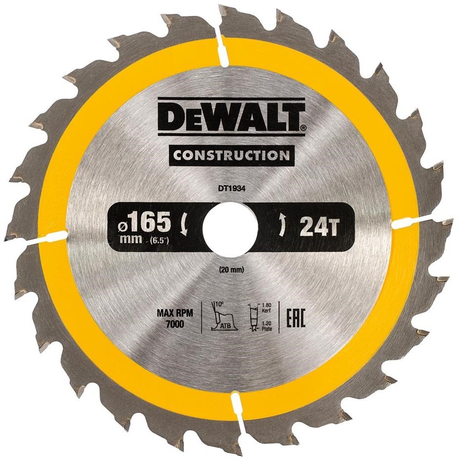 Dewalt Piła tarczowa 165x20mmx24z - DT1934-QZ