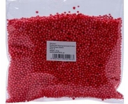 Styropianowe kulki 4mm czerwone 10g