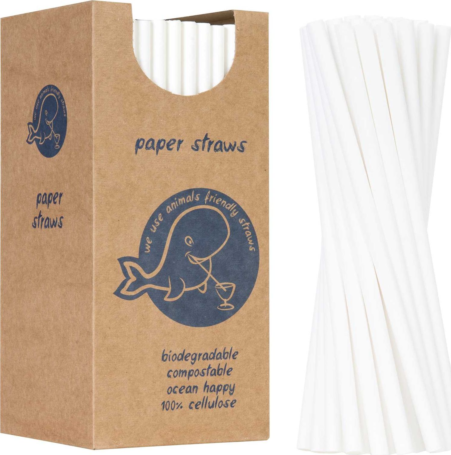 GSG słomki papierowe BIO* PAPER STRAWS 6/205mm białe 250 sztuk (1009878)