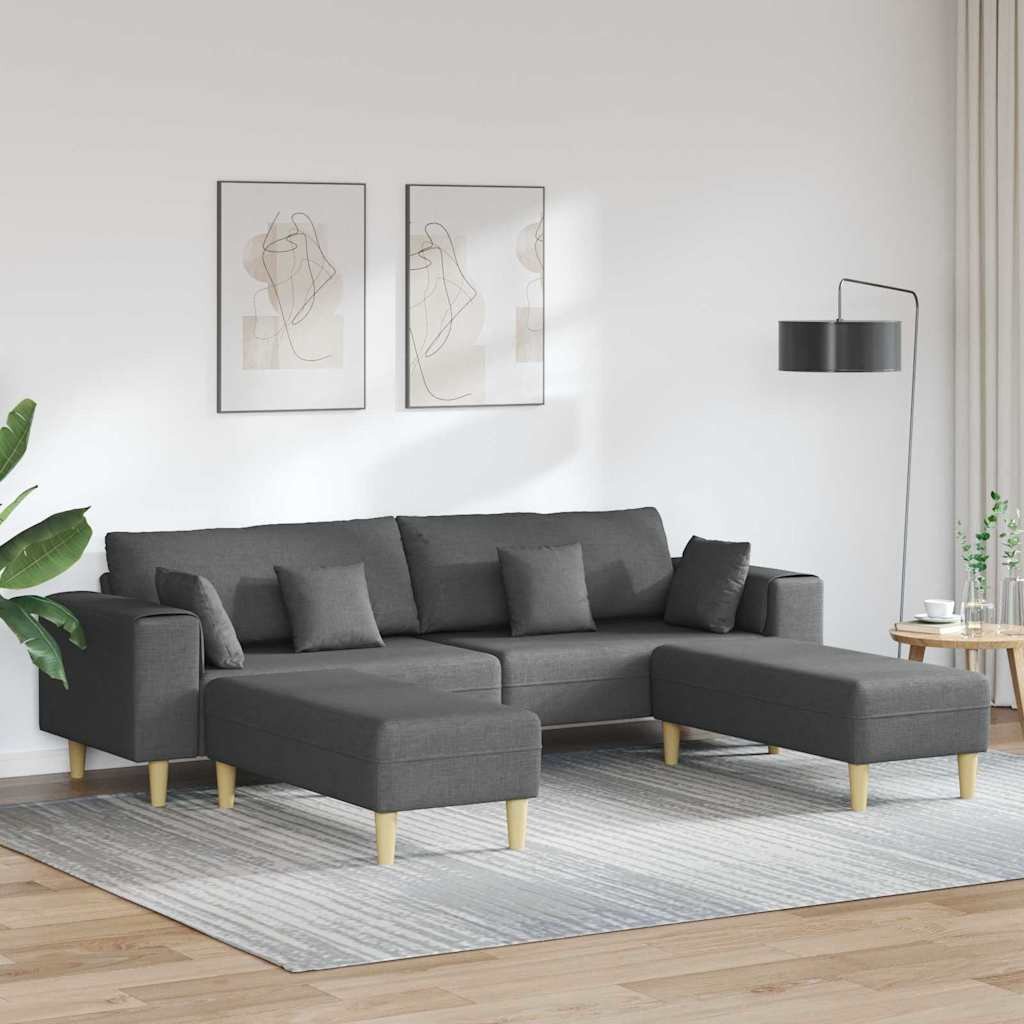 Sofa materiałowa z poduszką 3 pcs Ciemnoszary 208 cm tkanina