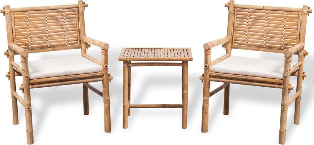 vidaXL 3 częścowy zestaw mebli bistro z poduszkami, bambus (41892)