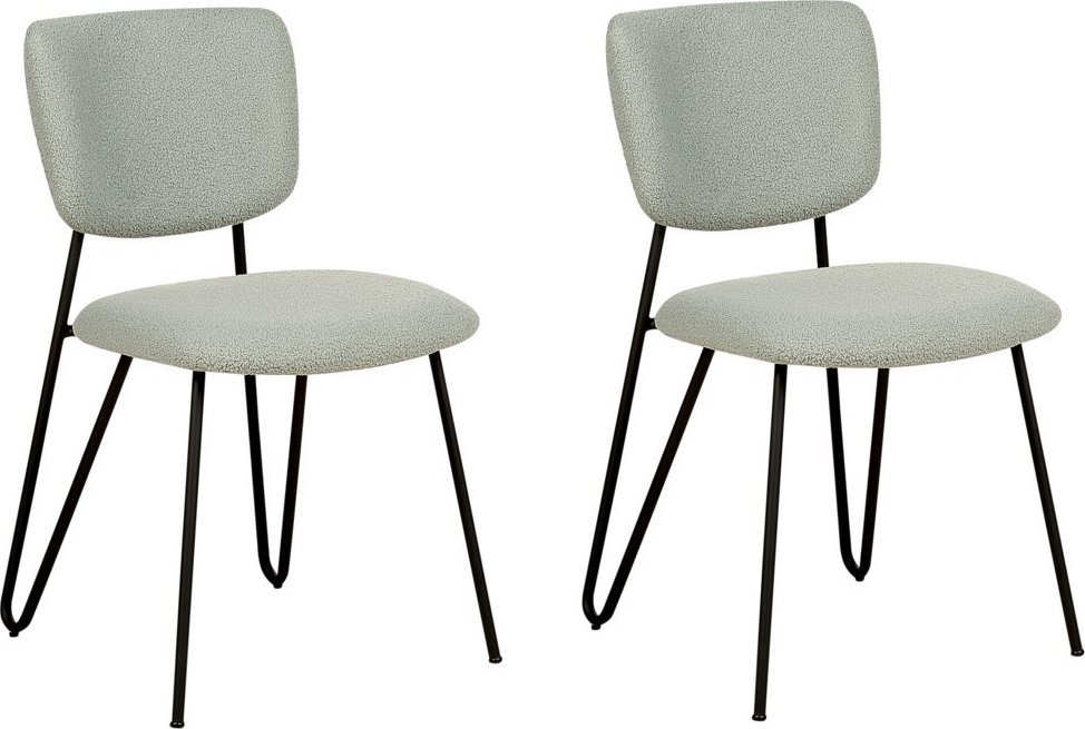 Beliani Zestaw 2 krzeseł do jadalni boucle jasnozielone NELKO