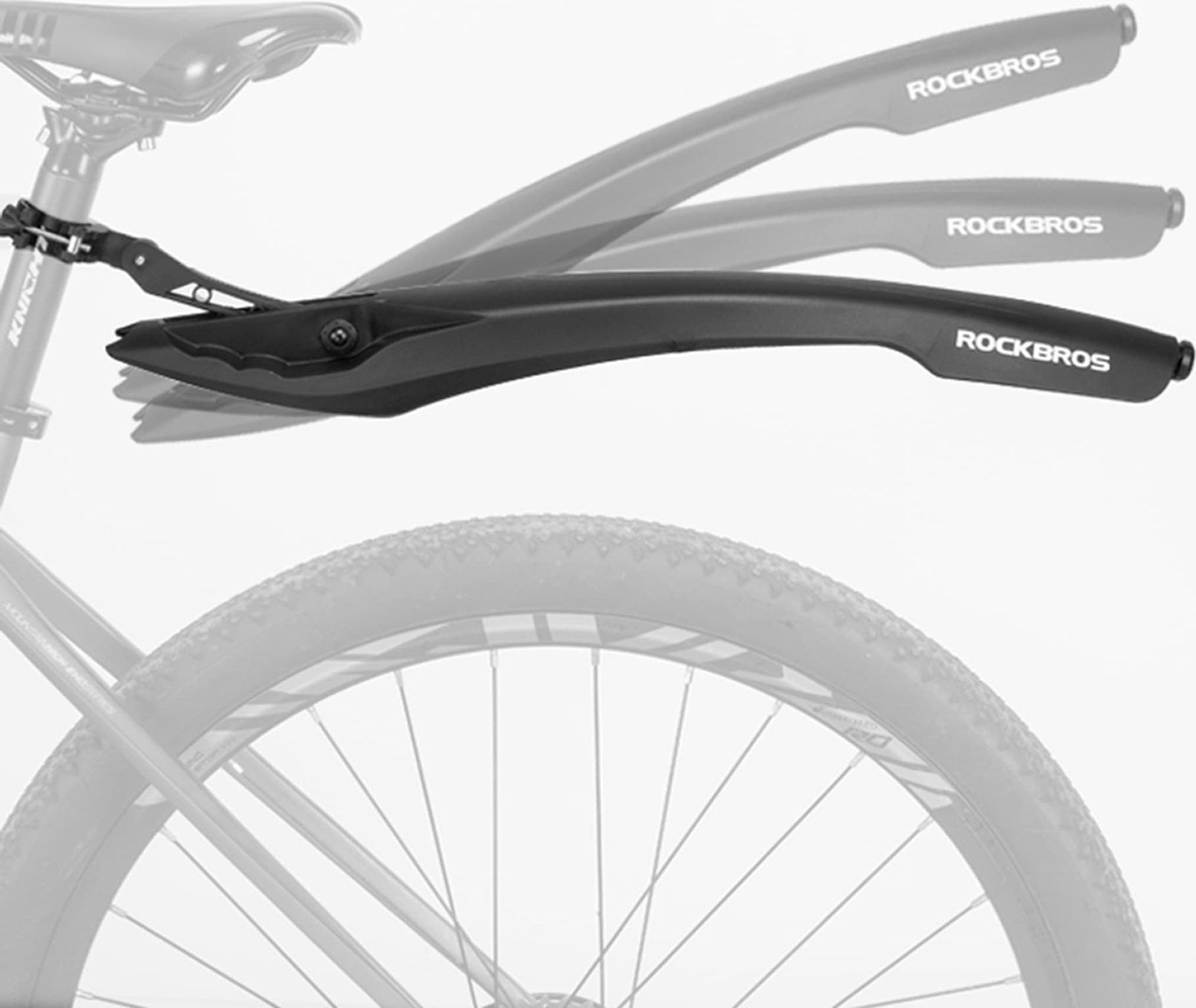 Tylny błotnik rowerowy z czerwoną lampką LED - czarny