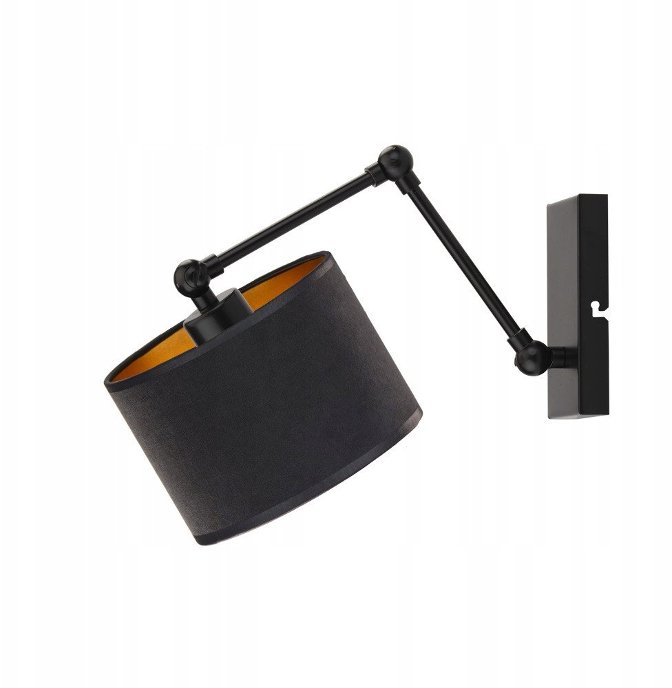 Regulowany kinkiet ścienny na wysięgniku TULON WELUR lampa ścienna z regulowanym ramieniem LED z welurowym abażurem