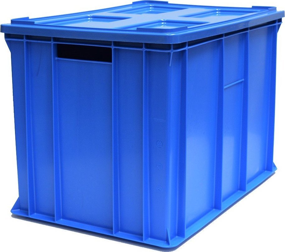 Artech Pojemnik transportowy EURO 410 z pokrywą, dno i ścianki pełne wym. 600 x 400 x 410 mm (kolor: niebieski)