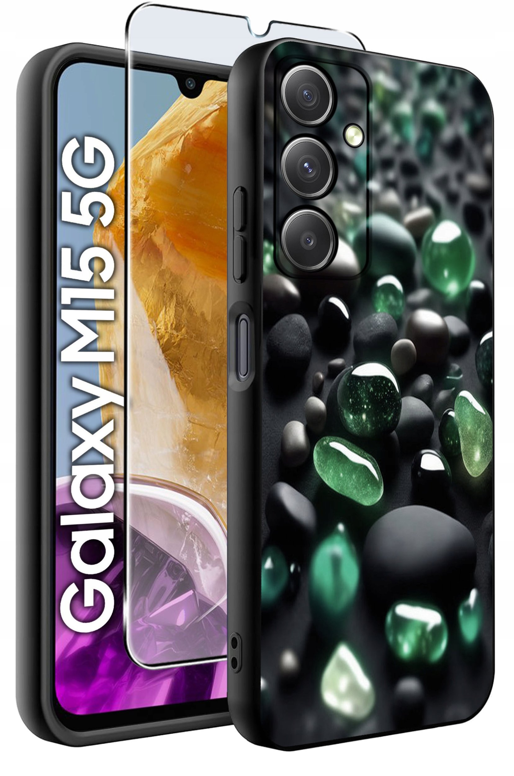 ETUI do Samsung M15 5G WZORY | SILIKONOWE MATT CASE + SZKŁO HARTOWANE 9H