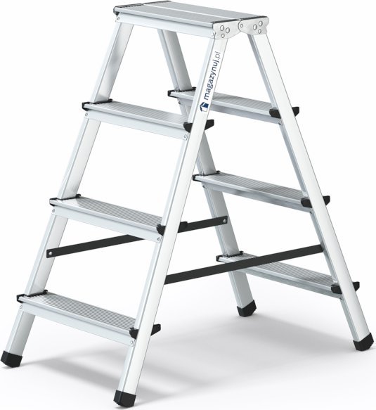 Magazynuj Drabina aluminiowa, dwustronna, 4 stopnie, wytrzymałość 125 kg - HOME