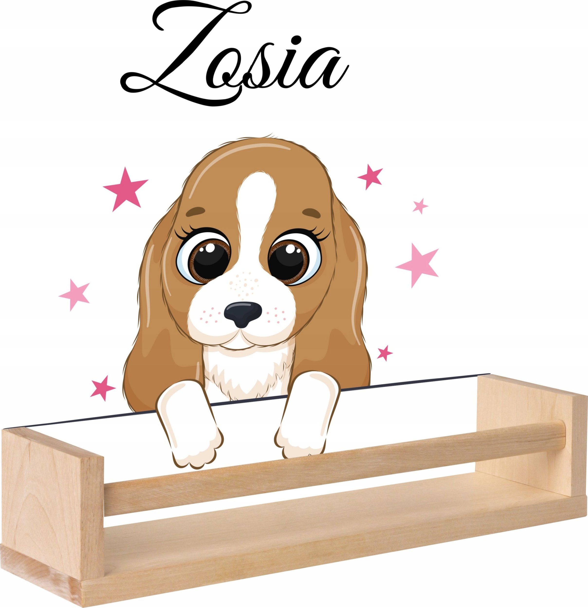 Półka drewniana PIESEK gwiazdki imie dziecka PDP1