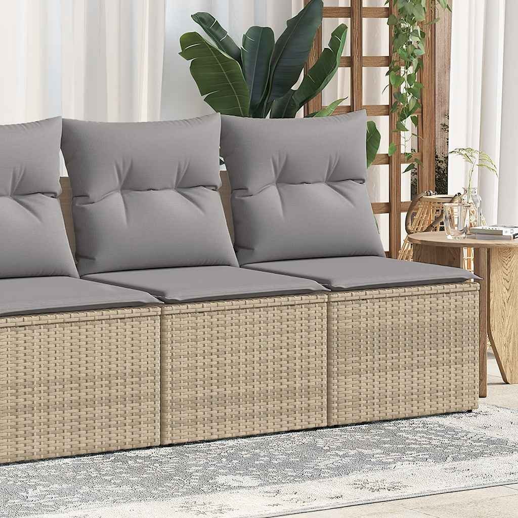 vidaXL vidaXL 4-cz. sofa ogrodowa z poduszkami, beżowy, rattan PE i akacja