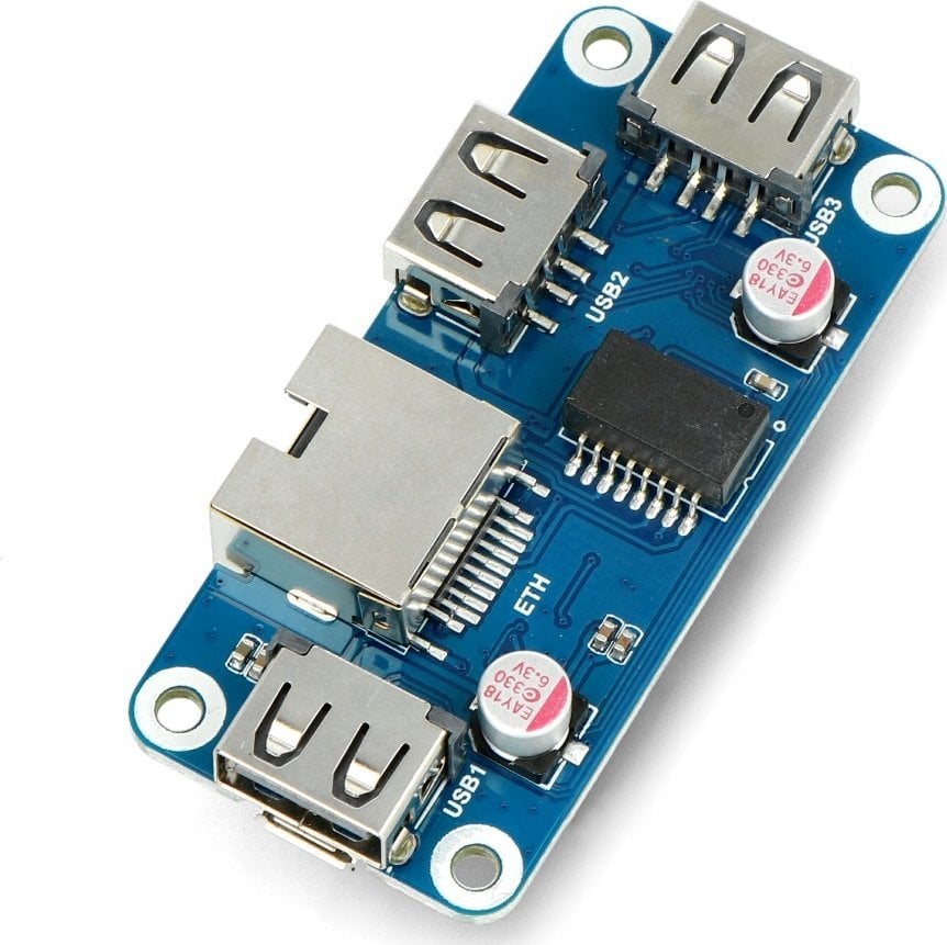 Waveshare HUB Ethernet / USB (B) - 3xUSB 1xRJ45 Ethernet - nakładka do Raspberry Pi - Waveshare 20416}