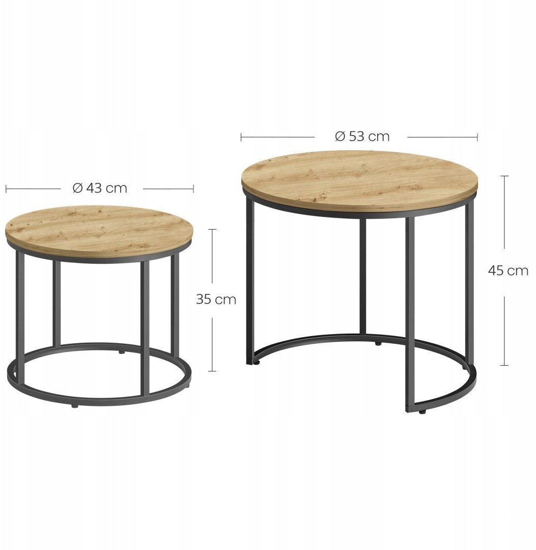 Leobert Stolik kawowy okrągły 2szt - artisan / czarne nogi