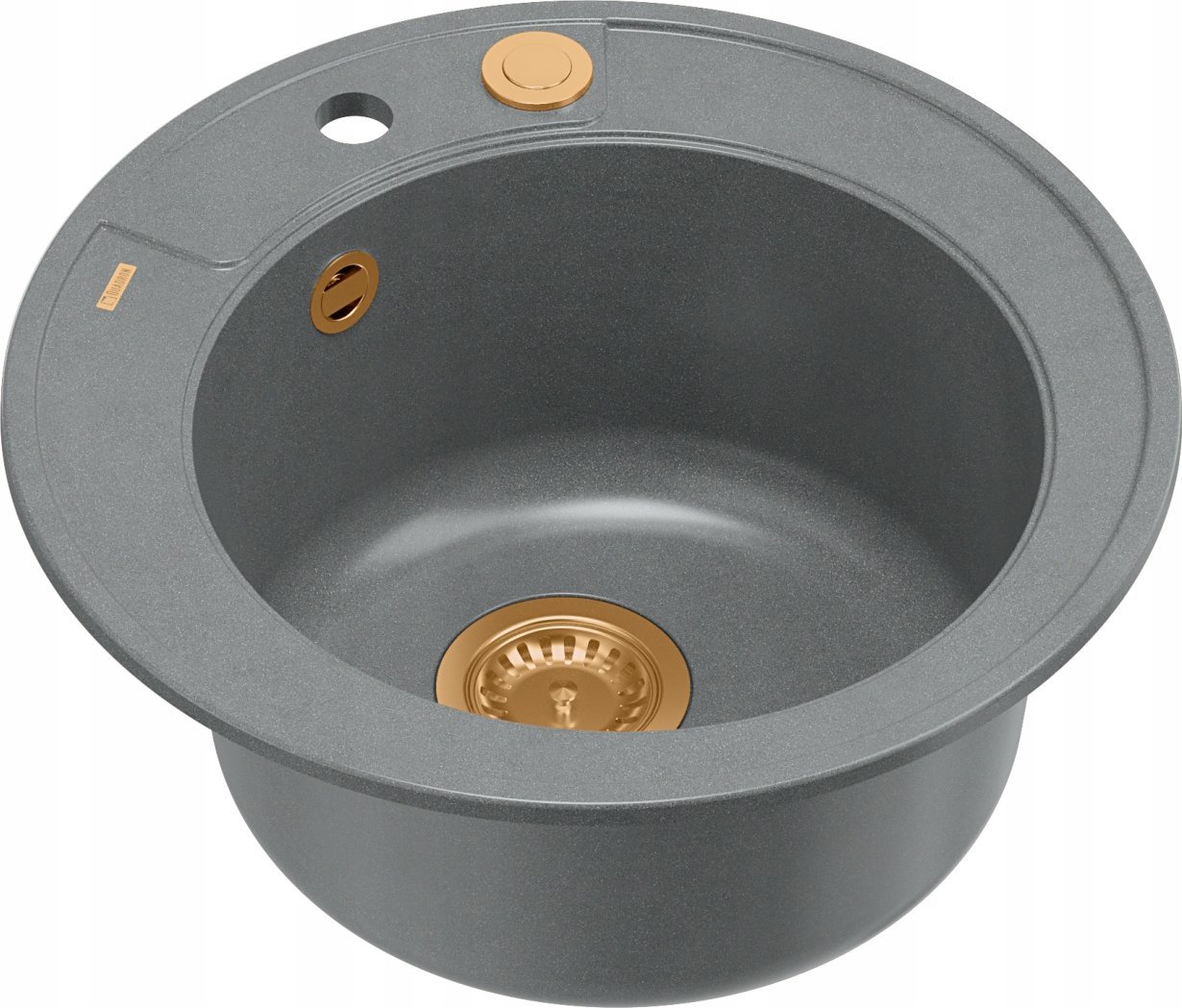 Zlewozmywak GraniteQ MORGAN 210 zlewozmywak silver stone z syfonem Push To Open kol. miedziany okrągły 1-komorowy b/o