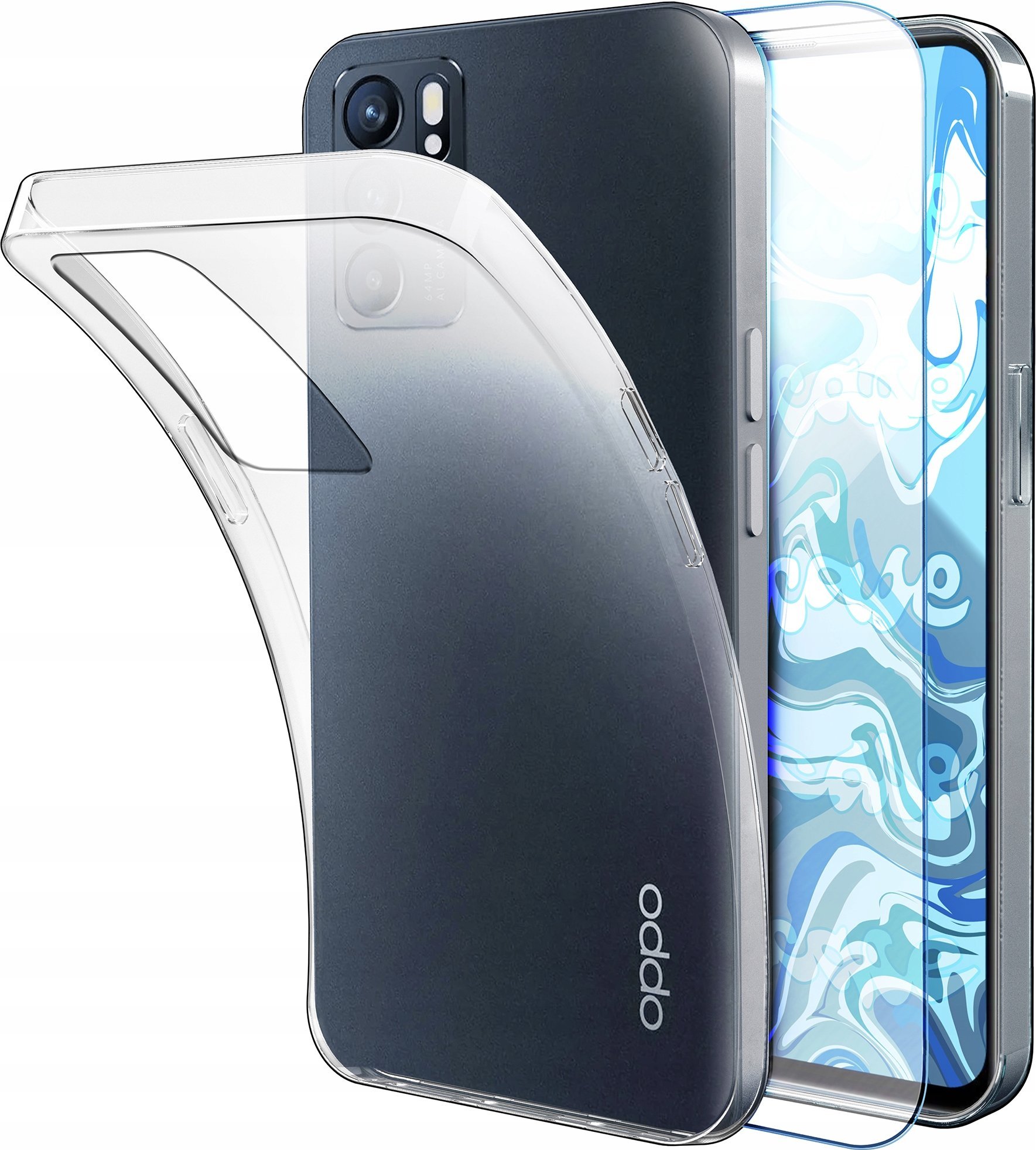 Etui Do Oppo Reno 6 5G (Przezroczyste, Silikonowe, Ochronne) Szkło 9H