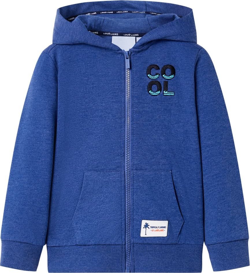 vidaXL Bluza dziecięca z kapturem i zapięciem na zamek, niebieski melanż, 104