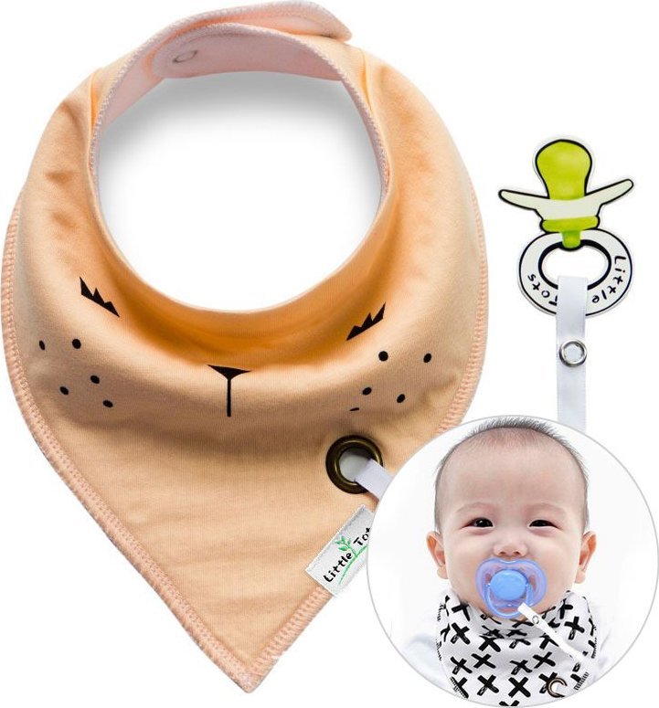 Modi Home Chusta / śliniak z zawieszką na smoczek-łosos