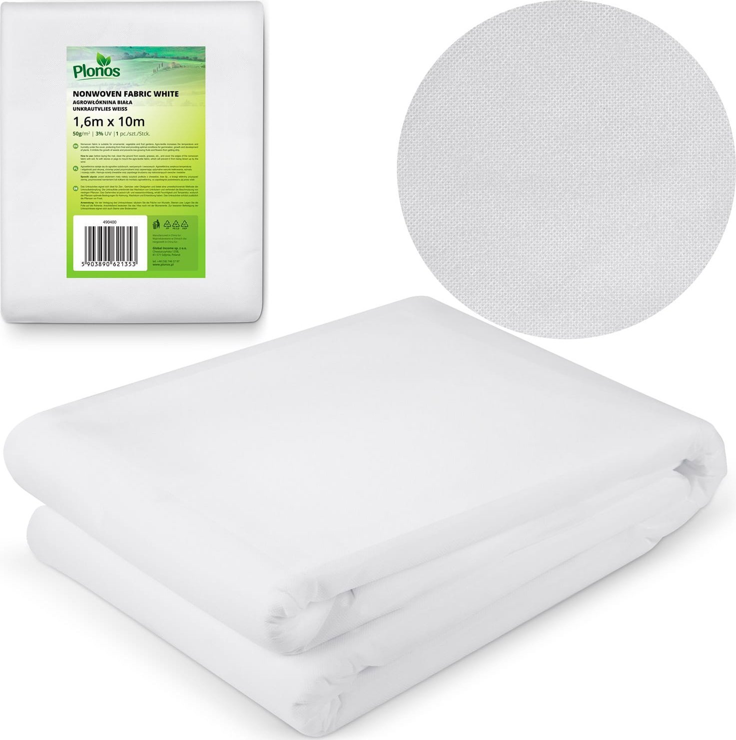Plonos Agrowłóknina okryciowa 1000 cm x 160 cm Plonos - biała