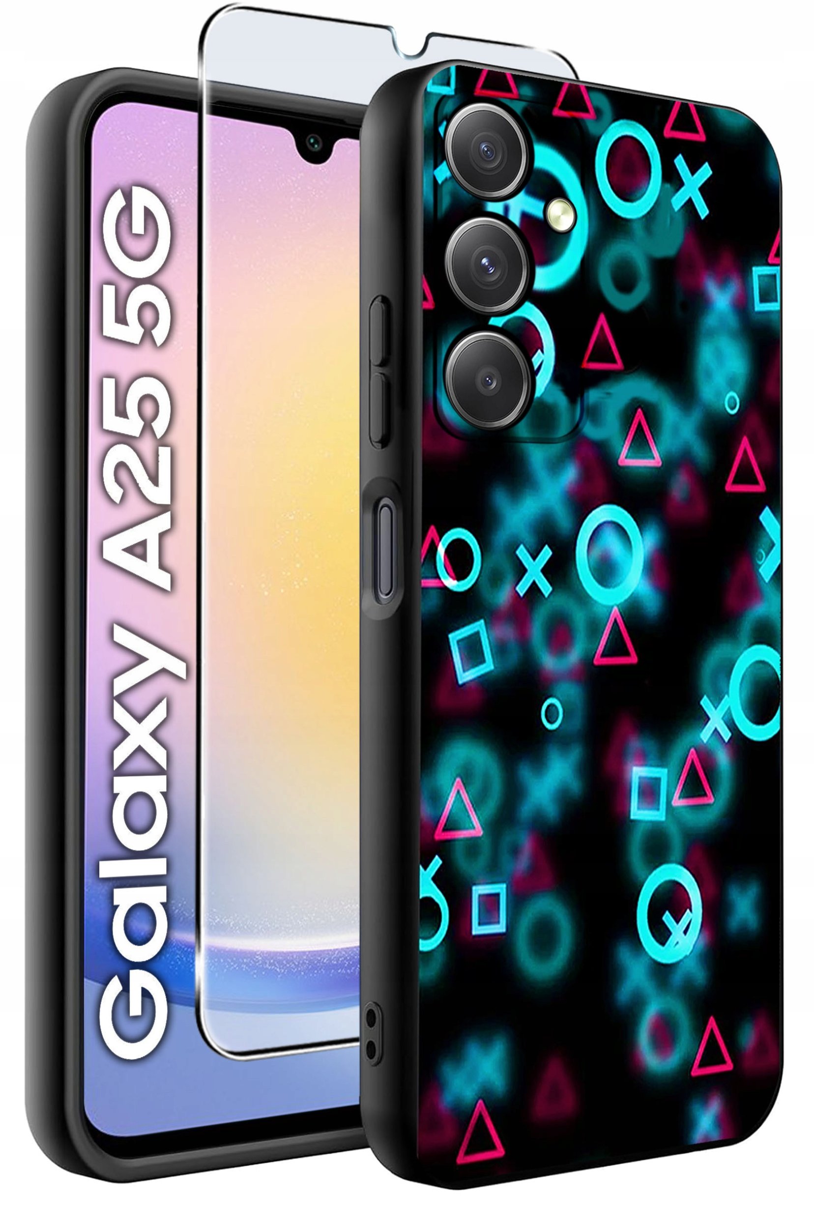 ETUI do Samsung A25 5G WZORY | SILIKONOWE MATT CASE + SZKŁO HARTOWANE 9H