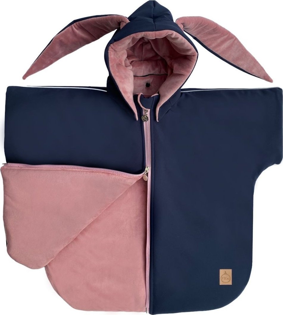 FiGa Ponczo samochodowe zimowe FiGa Softshell KRÓLIK granat-brudny róż PREMIUM S (Wiek 0-4 lat)