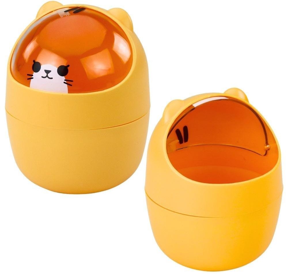 Mini kosz na biurko Miś pomarańczowy 1L 16cm