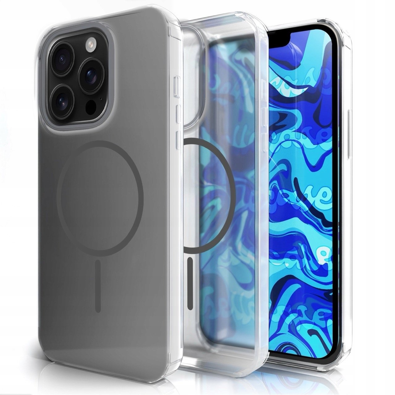 Etui Do Magsafe Do Apple iPhone 16 Pro Max (Clear, Szary Magnes, Pancerne)