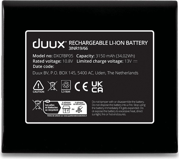 Duux Dock + Battery pack 10.8 V for Duux Whisper Flex | DXCFBP05 | Black