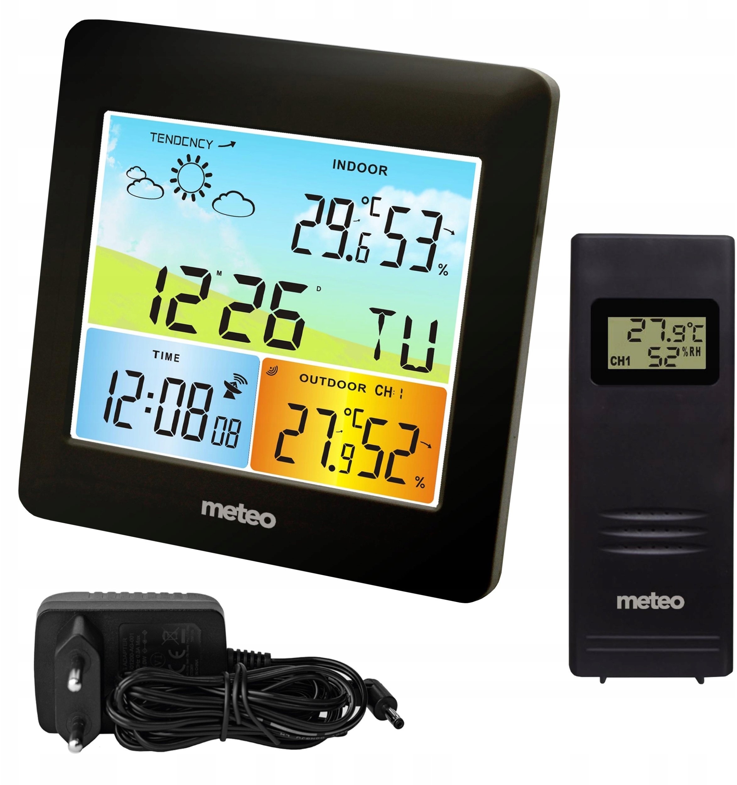 STACJA POGODOWA Z DCF METEO SP202 Z POGODYNKA ORAZ CZUJNIKIEM ZEWNĘTRZNYM