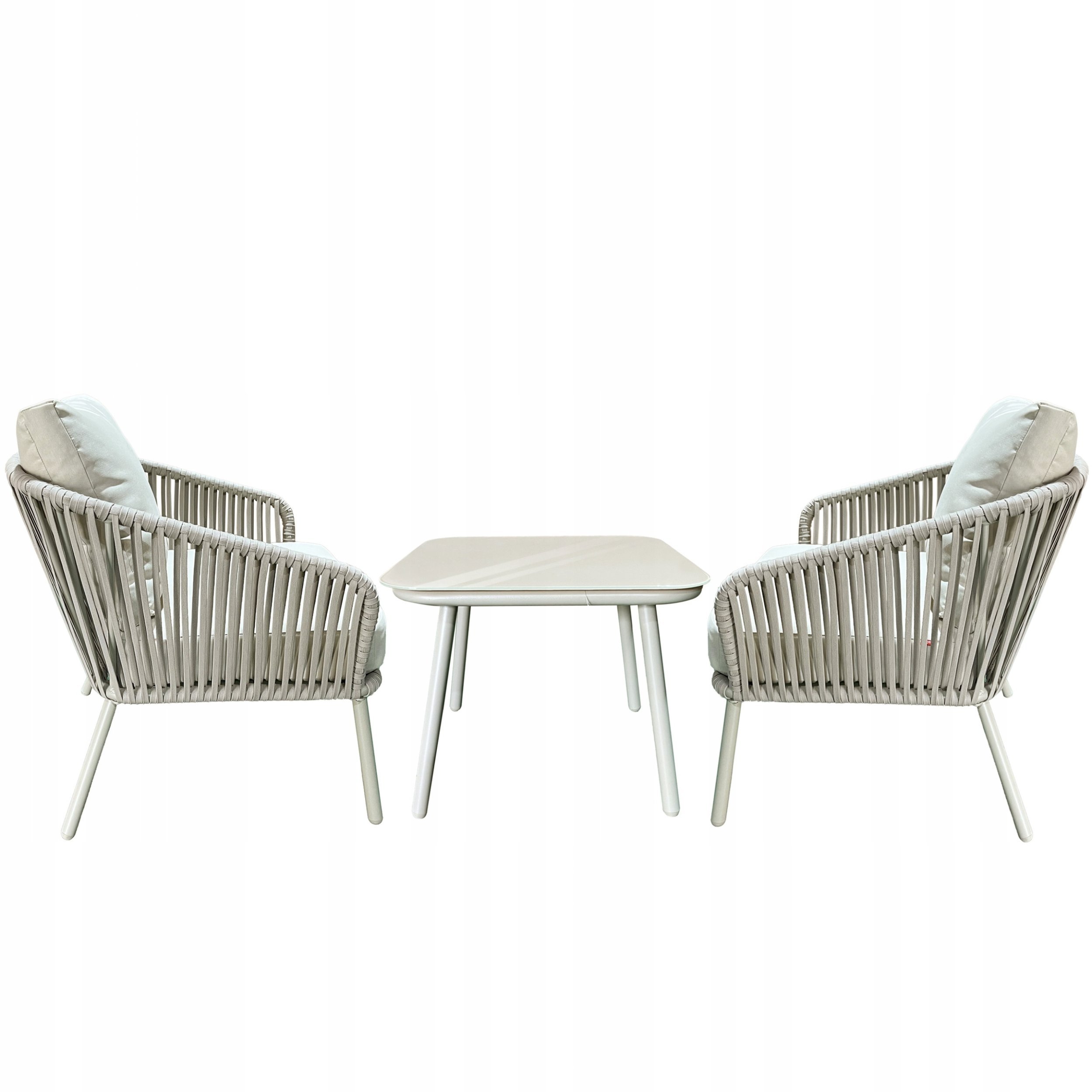 Komplet mebli ogrodowych stolik 2 krzesła fotele aluminiowe z technorattanu