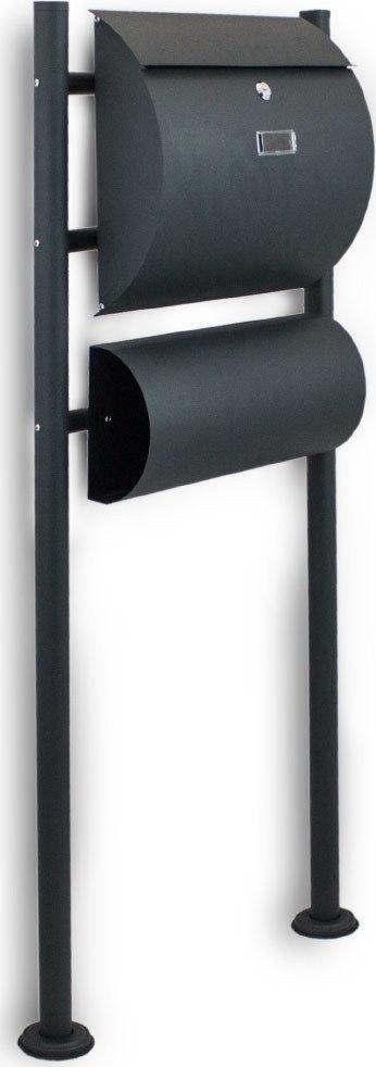 Bituxx SKRZYNKA POCZTOWA NA LISTY CIEMNOSZARA ZE STOJAKIEM WOLNOSTOJĄCA