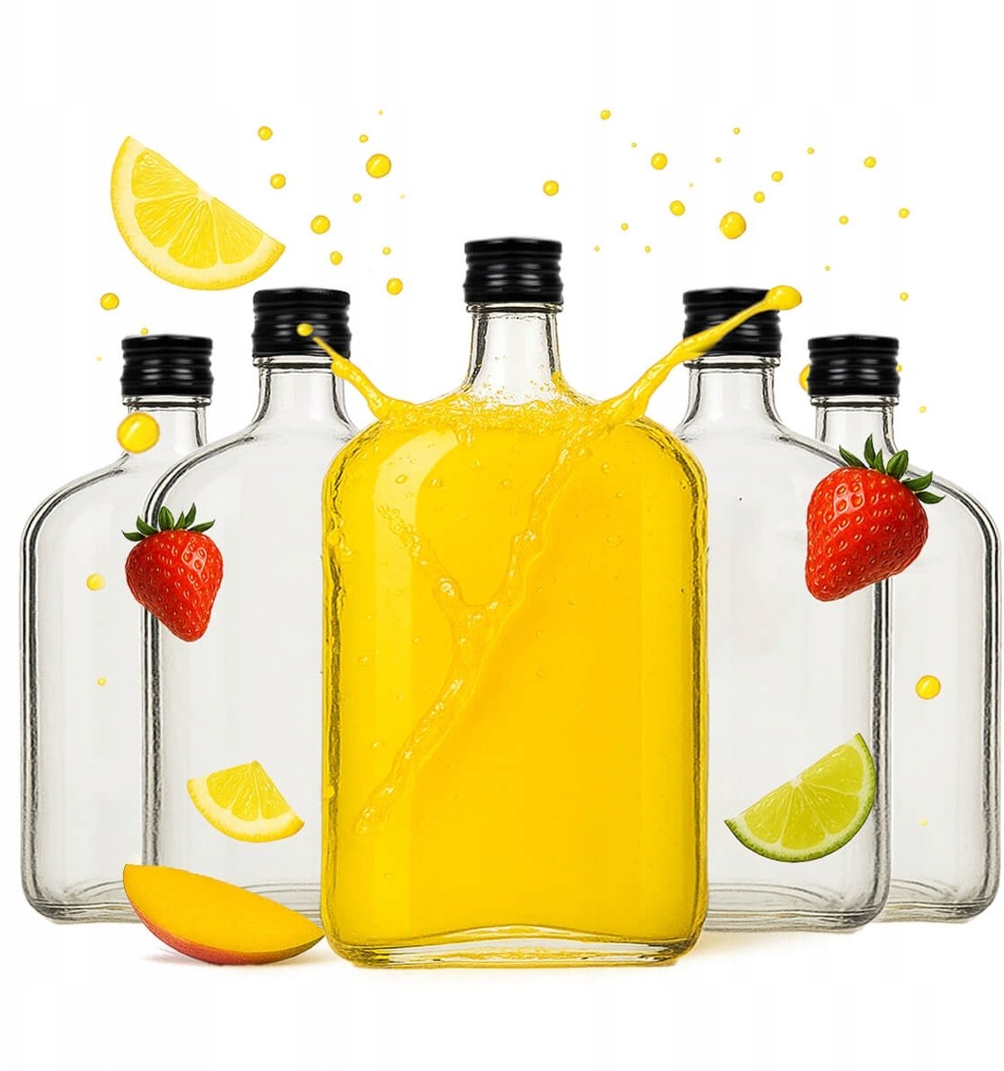 30x Butelka Szklana Bunia 1l Płaska Piersiówka Na Ślub Wódkę Bimber Alkohol