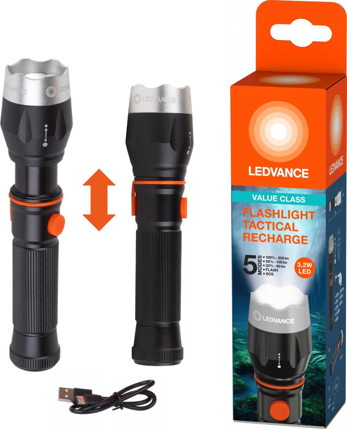 Latarka Osram LEDVANCE Latarka Akumulatorowa Taktyczna LED 300lm USB-C ZOOM Ręczna Lampa