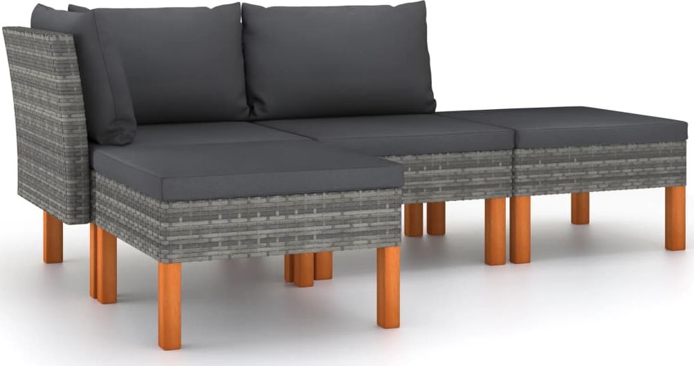 vidaXL 4-cz. zestaw wypoczynkowy do ogrodu, poduszki, rattan PE, szary