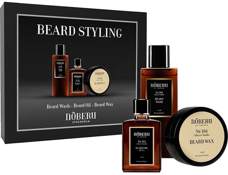 Barzdos priežiūros rinkinys Noberu No 104 Tobacco Vanilla: šampūnas, 130ml + vaškas, 50ml +aliejus, 30ml