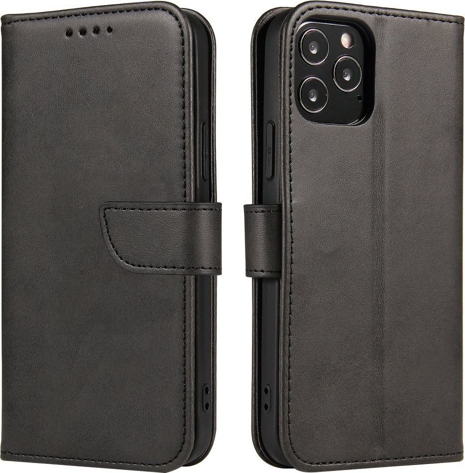 Hurtel Futerał etui portfel z klapką do iPhone 12 Pro / iPhone 12 czarny