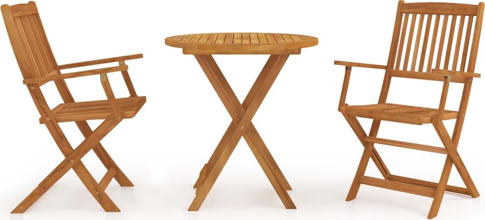 vidaXL VidaXL 3-cz. zestaw składanych mebli ogrodowych, lite drewno akacjowe