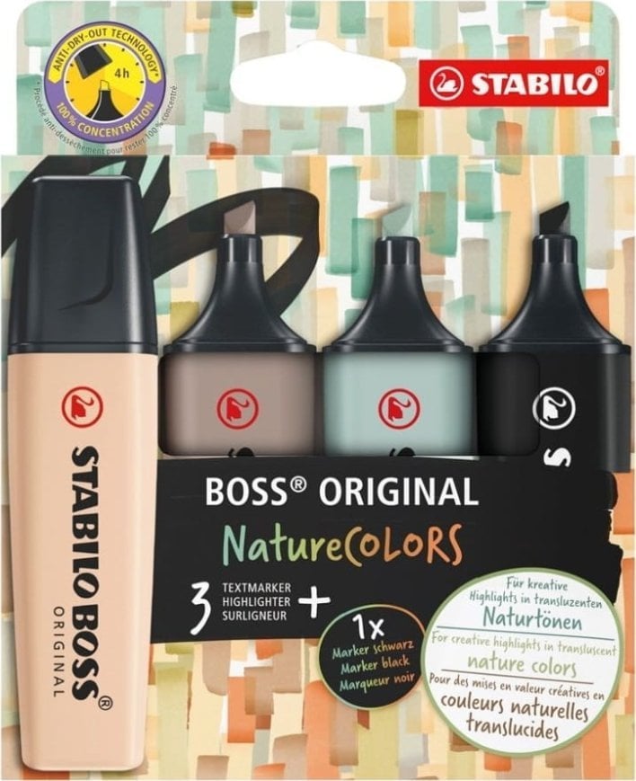 Zakreślacz Stabilo Boss Orginal Nature Colors Naturalne 4 Sztuki 70/4-2-5