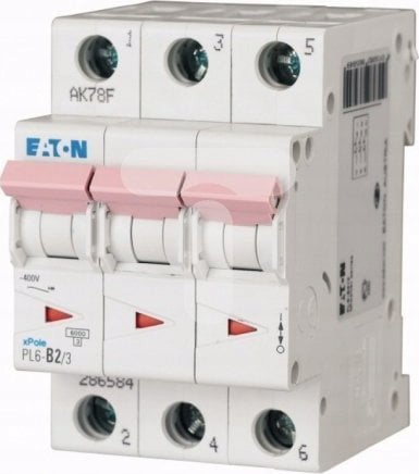 Eaton Wyłącznik nadprądowy 3P D 2A 6kA AC PL6-D2/3 286608
