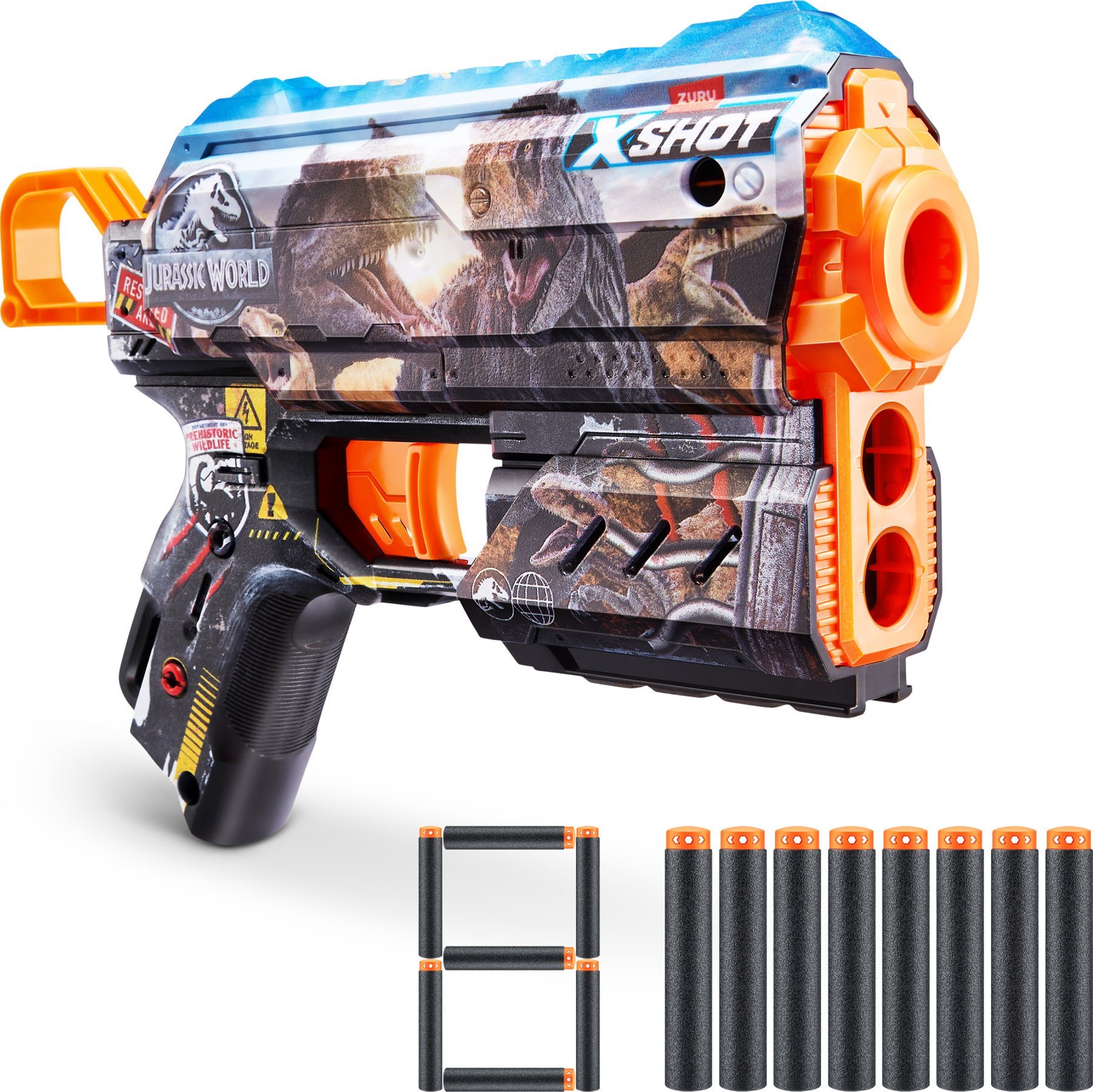Zuru XSHOT Skins Flux Blaster - Jurassic World Skins (8 pile)
