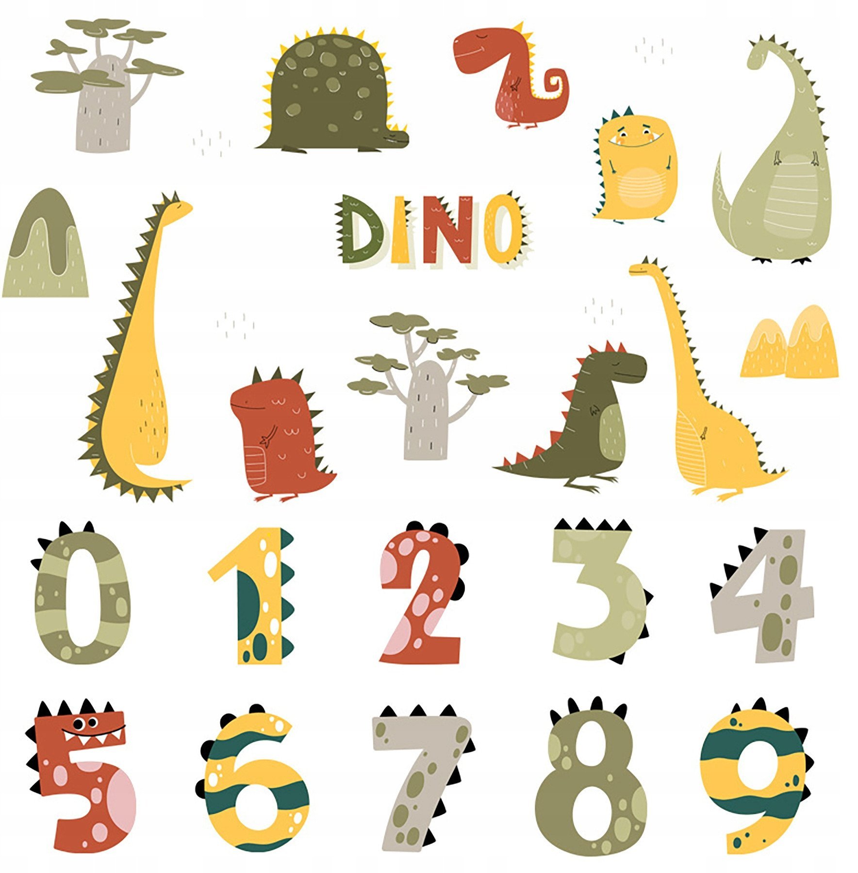 ROOM Decor SIPO-WS63049 NAKLEJKI NA ŚCIANĘ CYFRY DINO