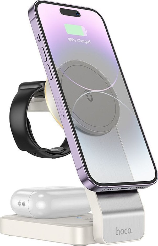 Ładowarka Hoco HOCO ładowarka indukcyjna 3w1 kompatybilna z MagSafe 15W CQ3 biała