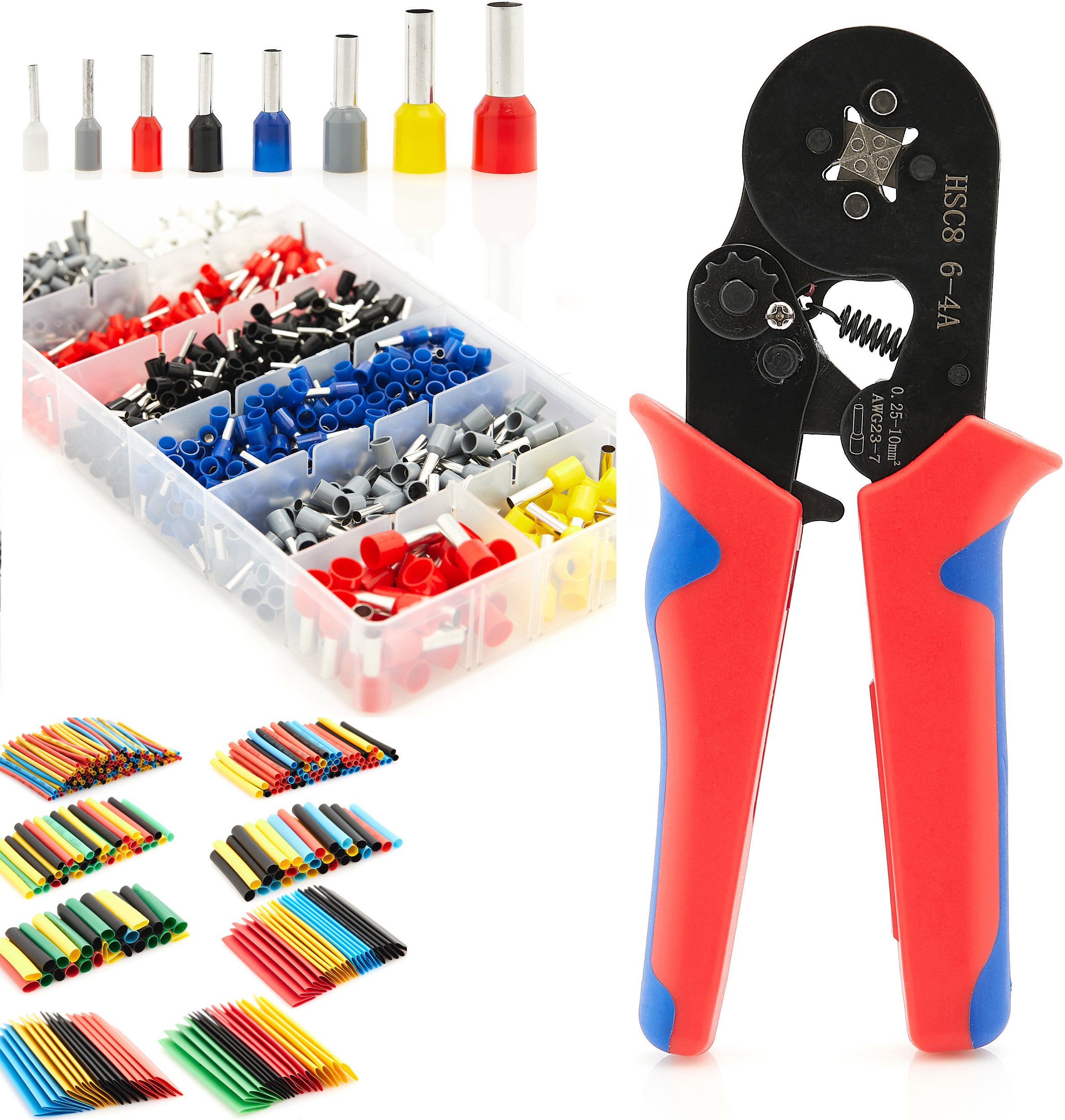 Zestaw Praska Zaciskarka do Tulejek 0,25-10mm 1200 sztuk + Rurki Termokurczliwe